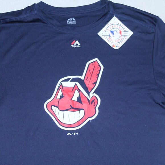 Majestic Men Blue Tee Shirt Cleveland Indians Short Sleeve Coolbase Size Medium - Picture 3 of 8